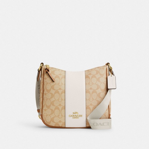 [COBWH00473 Ellie signature white stripe with casual strap] Coach