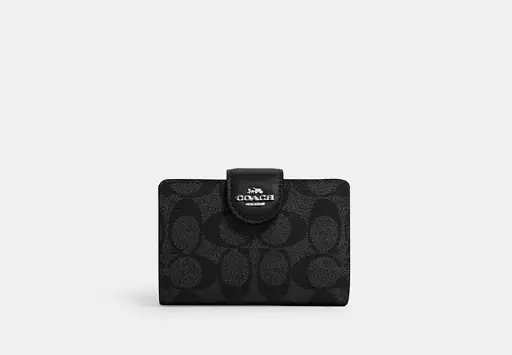 [COWBK00560 Medium corner zip wallet signature black button ] Wallets
