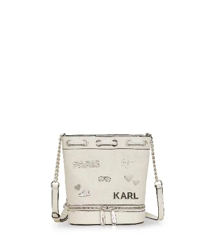 [KLBWH00595 Nantes white bucket bag] Karl Lagerfeld